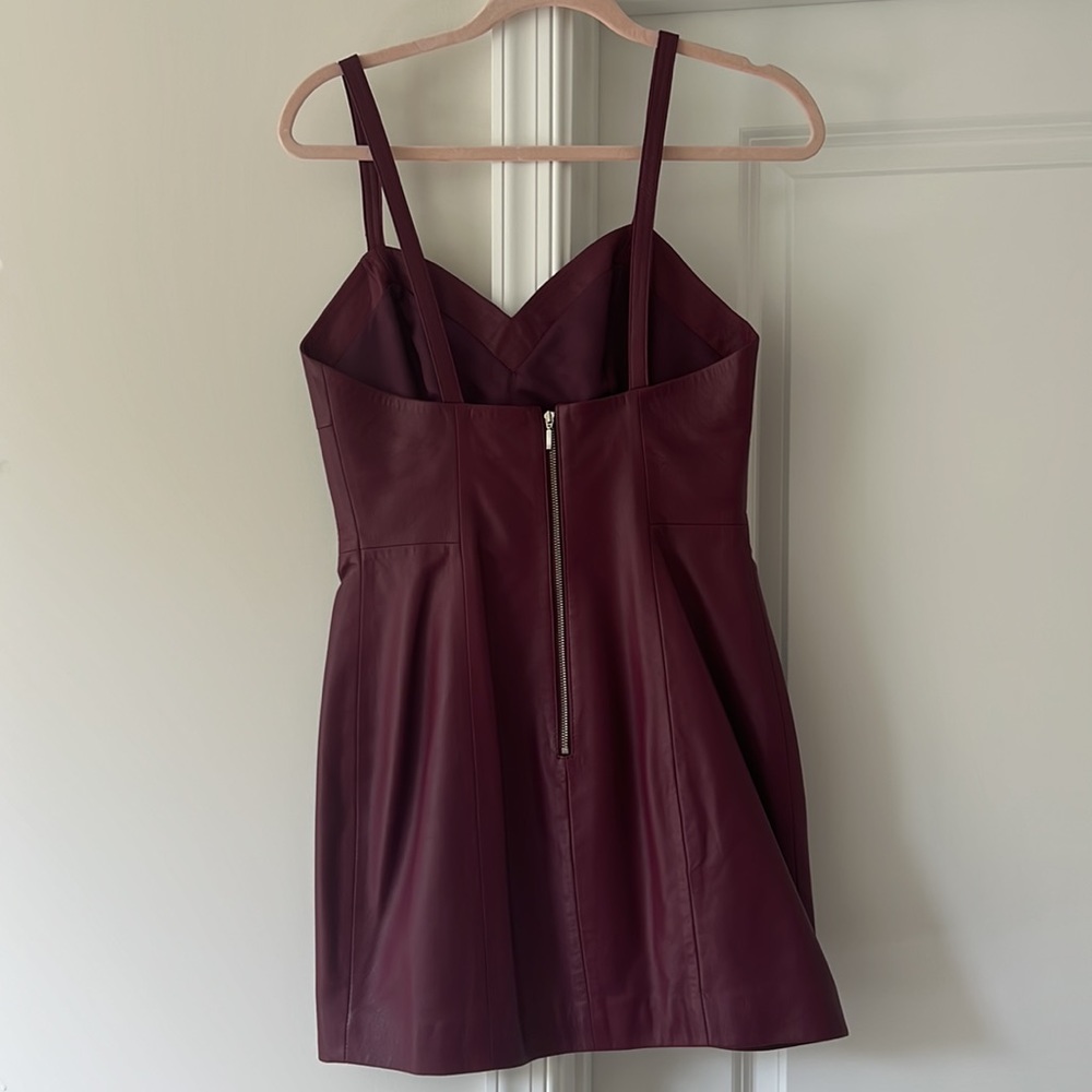 Fleur du mal Bordeaux Lamb Leather Mini Dress - Picture 7 of 13